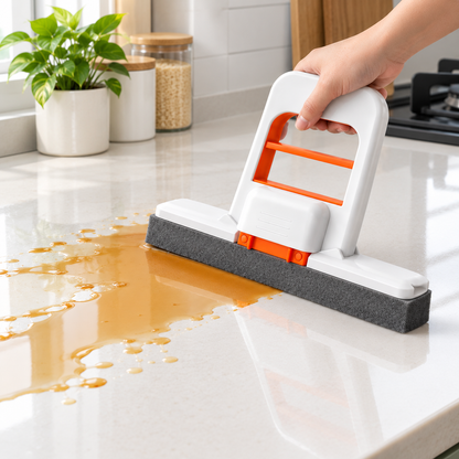 “Mini Foldable Desktop Mop for Kitchen – Self-Squeeze Sponge